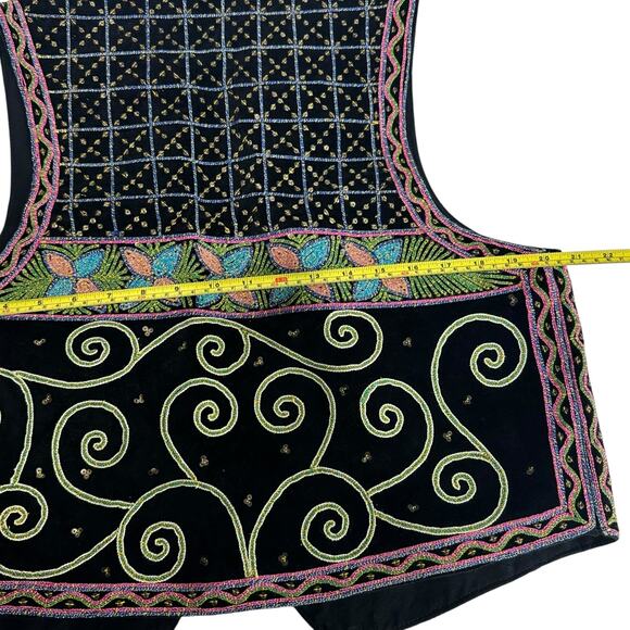 Carol Horn Workshop Boho Sequins Velvet Metallic Quilted One Size - Picture 6 of 8